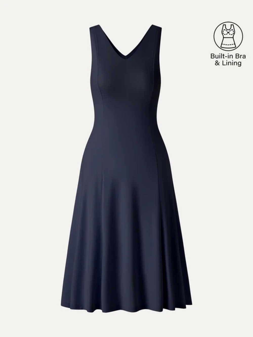 OGL Stretch Ponte V-Neck A-Line Midi Bra Dress